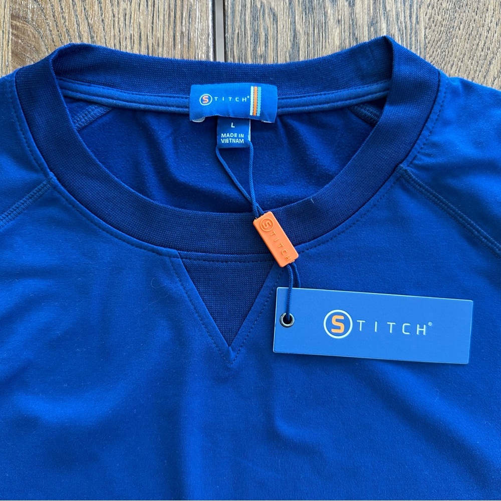 NWT Stitch Golf Crew Neck Sweater Pullover Casual Royal Blue Size Large Men's - Picture 4 of 9